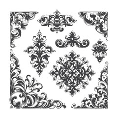 Ornaments Elements Icon Black And White New Design