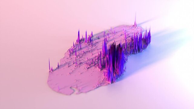3D Extruded Choropleth Population Density Map with Rising Spikes Metropols and Color Heat Country Qatar
