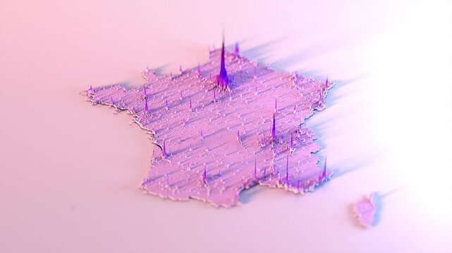 3D Extruded Choropleth Population Density Map with Rising Spikes Metropols and Color Heat Country Germany