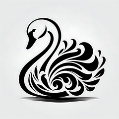 Fototapeta premium elegant tribal swan artwork, symbolic bird of spirituality and grace, tattoo design representing divine guidance,