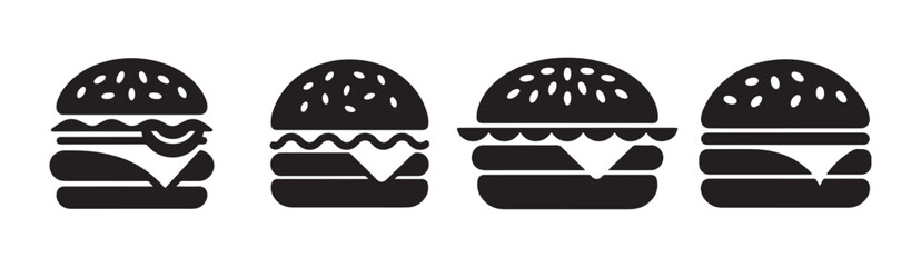 Simple burger silhouette icon. Fast food burger vector illustration eps 10