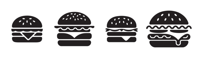 Simple burger silhouette icon. Fast food burger vector illustration eps 10