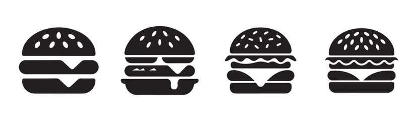 Simple burger silhouette icon. Fast food burger vector illustration eps 10