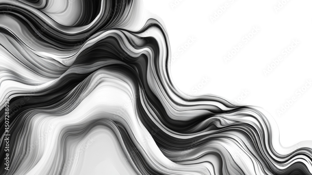 Aufkleber Abstract monochrome wave pattern with fluid texture and dynamic motion