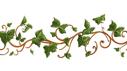 Intricate ivy vine illustration with detailed leaves and winding tendrils pattern