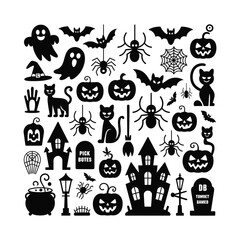 Fototapeta premium Halloween witch silhouette set ,vector element bundle