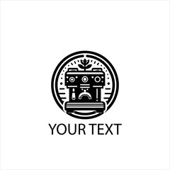 Espresso Coffee Machine Logo Vector in Black – Isolated on White Background