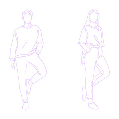 person standing one leg bent pose lineart illustration