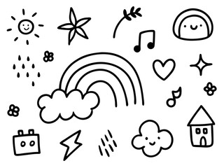 set of vector icons of child art
