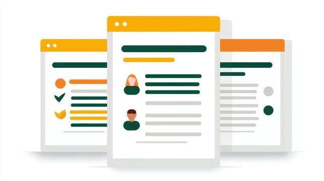 A modern digital document layout featuring profiles and checklists. Ideal for applications, resumes, or talent assessments in a professional environment.