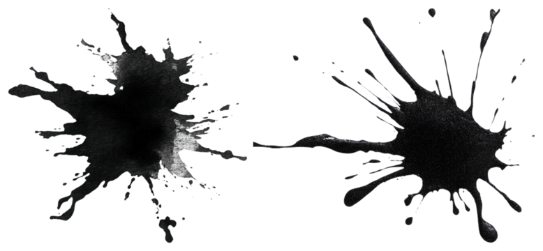 PNG Black ink splatter art, element set on transparent background - Powered by Adobe