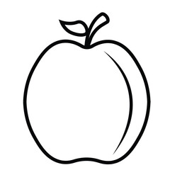 Black line sketch apple doodle drawing icon vector doodle illustration for kids and children book for learning fruits and alphabet isolated on transparent bakground