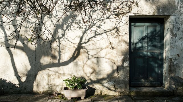 A building casting a shadow over a small garden, reflecting the physical way something can impinge on another