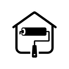House Painting Icon with Paint Roller – Home Renovation and Maintenance Symbol
