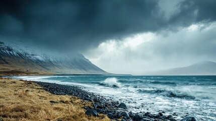 A storm rolling in suddenly, representing the impetuous force of nature's unpredictability