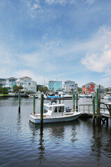 Colorfull waterfront homes along the canal in Carolina Beach, North Carolina