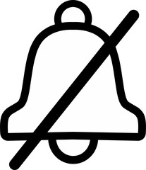 Bell silent mode mute icon simple symbol. Outline style design.