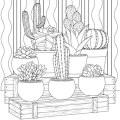Vector illustration, set of cacti