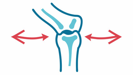 Fototapeta premium Joint Structure A simple outline of a knee joint with arrows indicating the areas where collagen contributes to joint health and flexibility.