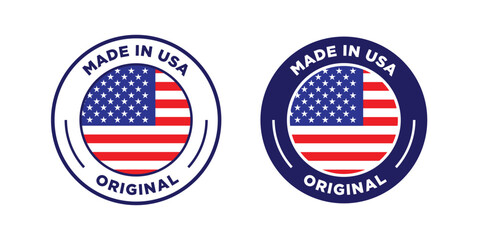Made in the USA labels icon, made in the USA logo, USA flag , American product emblem, Vector illustration