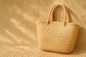 Woven raffia beach bag, sustainable accessory for summer vacation and style