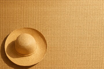 Raffia sunhat on mat, essential beachwear for summer holidays and resort looks