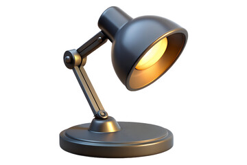 A sleek desk lamp glows softly against a dark background, casting a warm light that invites focus and creativity.