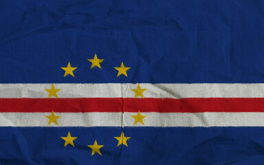 Cape Verde National Flag with Waving Fabric Texture and Star Emblems