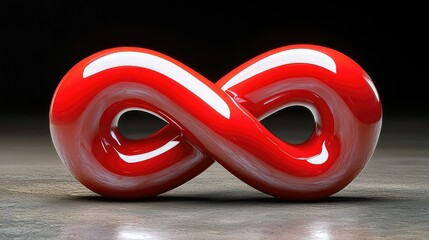 A Red Glossy Infinity Symbol on a Textured Surface