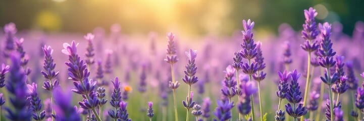A tranquil field of lavender flowers swaying gently in the breeze, bathed in soft sunlight The purple hues create a serene and calming atmosphere, perfect for relaxation and mindfulness , sun, herbal