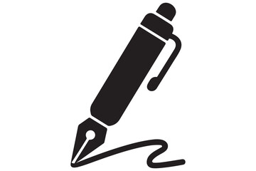 Black and white illustration of fountain pen writing
