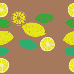 Horizontal colored  lemon. Hand drawn.