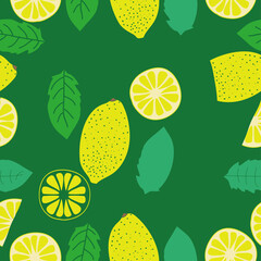 Seamless colored  lemon. Hand drawn.