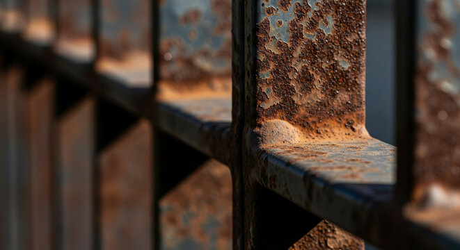 rusty metal fence