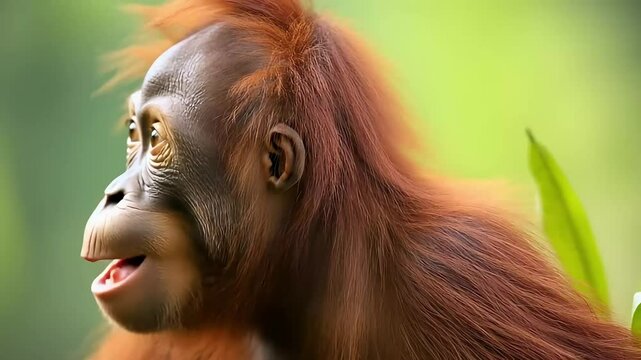 Adorable orangutan making various faces
