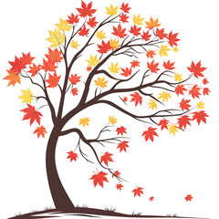 Fototapeta premium Maple tree vector art on white background. Adobe Illustrator Artwork