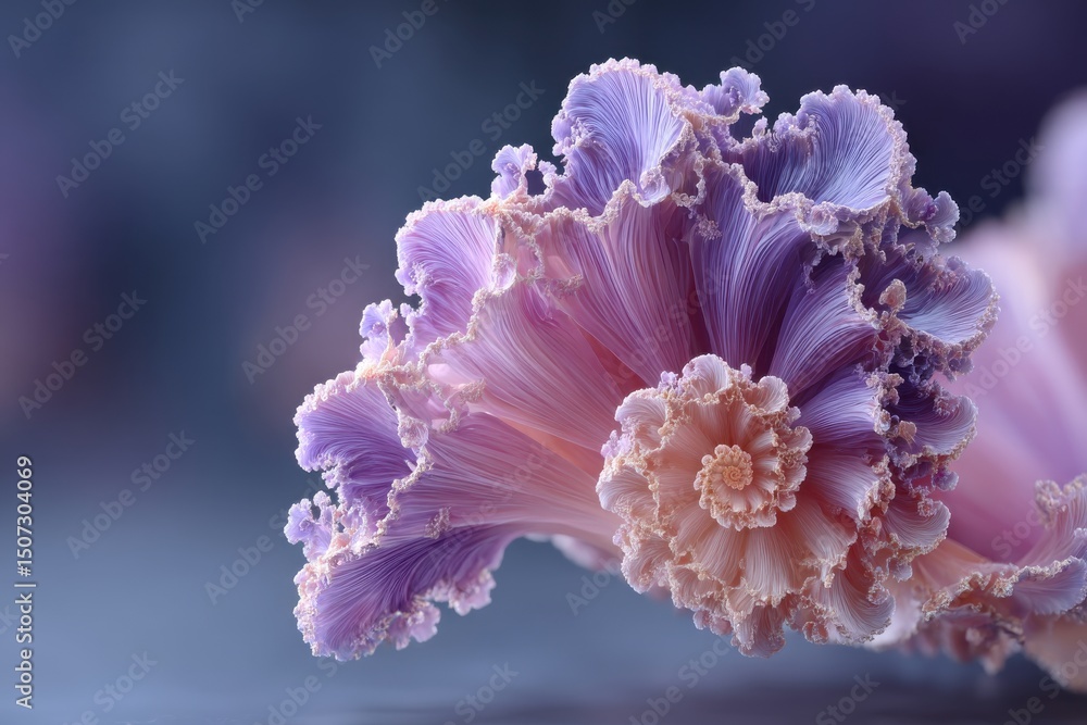 Poster close-up shot of an ornamental cabbage, revealing intricate textures and patterns, displaying its vi