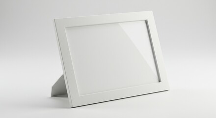 White square picture frame, angled on a plain background