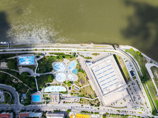 Danube river bank landscape in Budapest Hungary