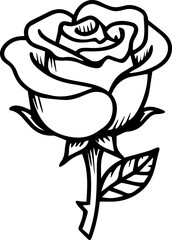 black and white rose outline vector 