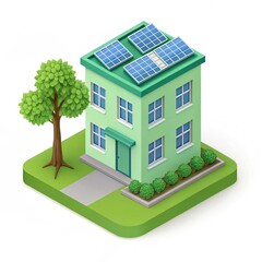 Green building consultancy featuring 3D icon isolated on a transparent background for sustainable projects