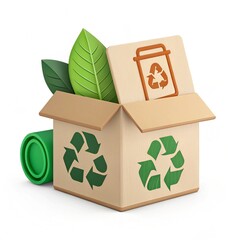 Eco-friendly packaging solutions with 3D icon isolated on a transparent background for businesses