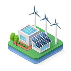 Renewable energy startup highlighted with a 3D icon isolated on a transparent background