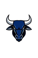 Fototapeta premium A stylized bull head with prominent horns and a dark blue color scheme