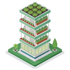 Vertical farming business enhanced with a 3D icon isolated on a transparent background