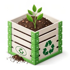 Compost production for agriculture showcased with a 3D icon on a transparent background