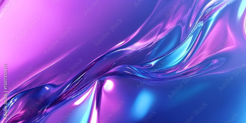 Aufkleber 3d render of an abstract blue and purple background with curved lines and shapes. modern minimalist 