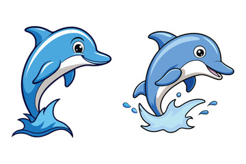 Obraz premium Cartoon style dolphin fish vector clipart illustration