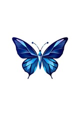 Fototapeta premium Stylized blue butterfly with angular design on white background