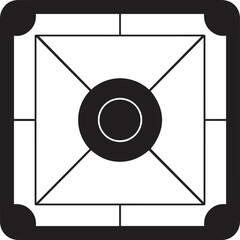 Carrom Play Area Silhouette Vector | Geometric Black Vector Art for Strategy Game Illustration